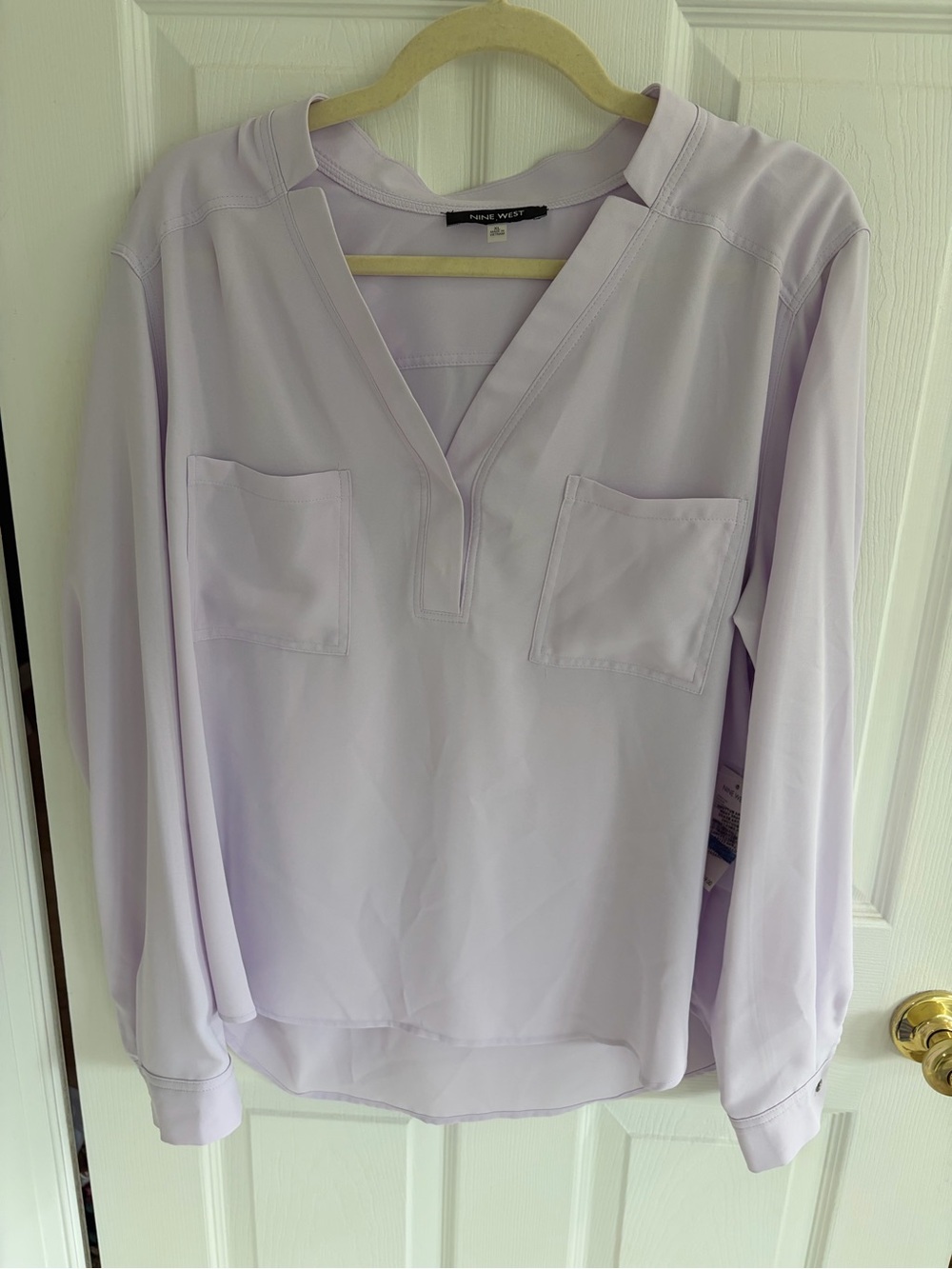 Nine West Soft Lavender V-Neck Tunic with Patch Pockets